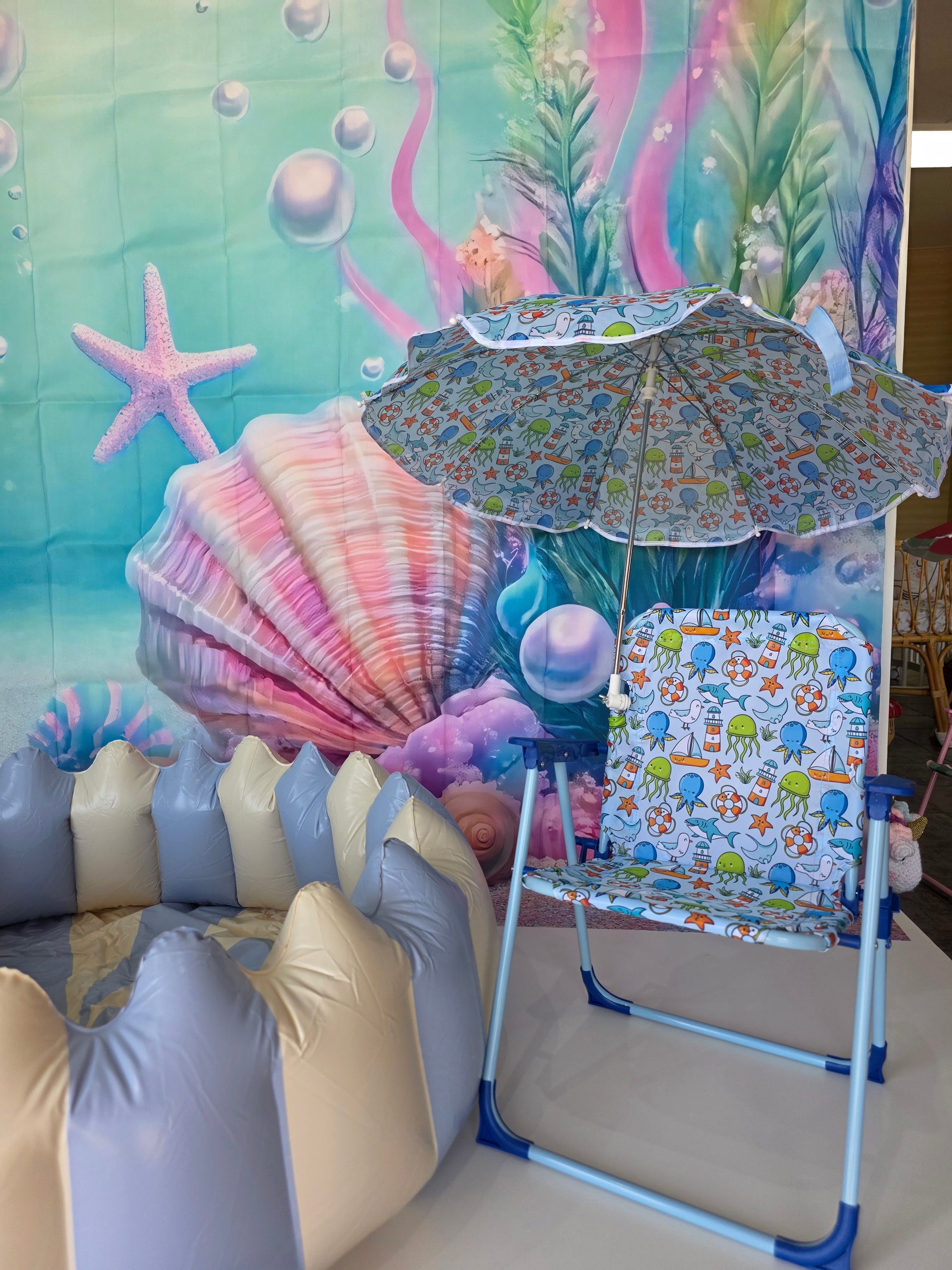 Blue Chair + Umbrella
