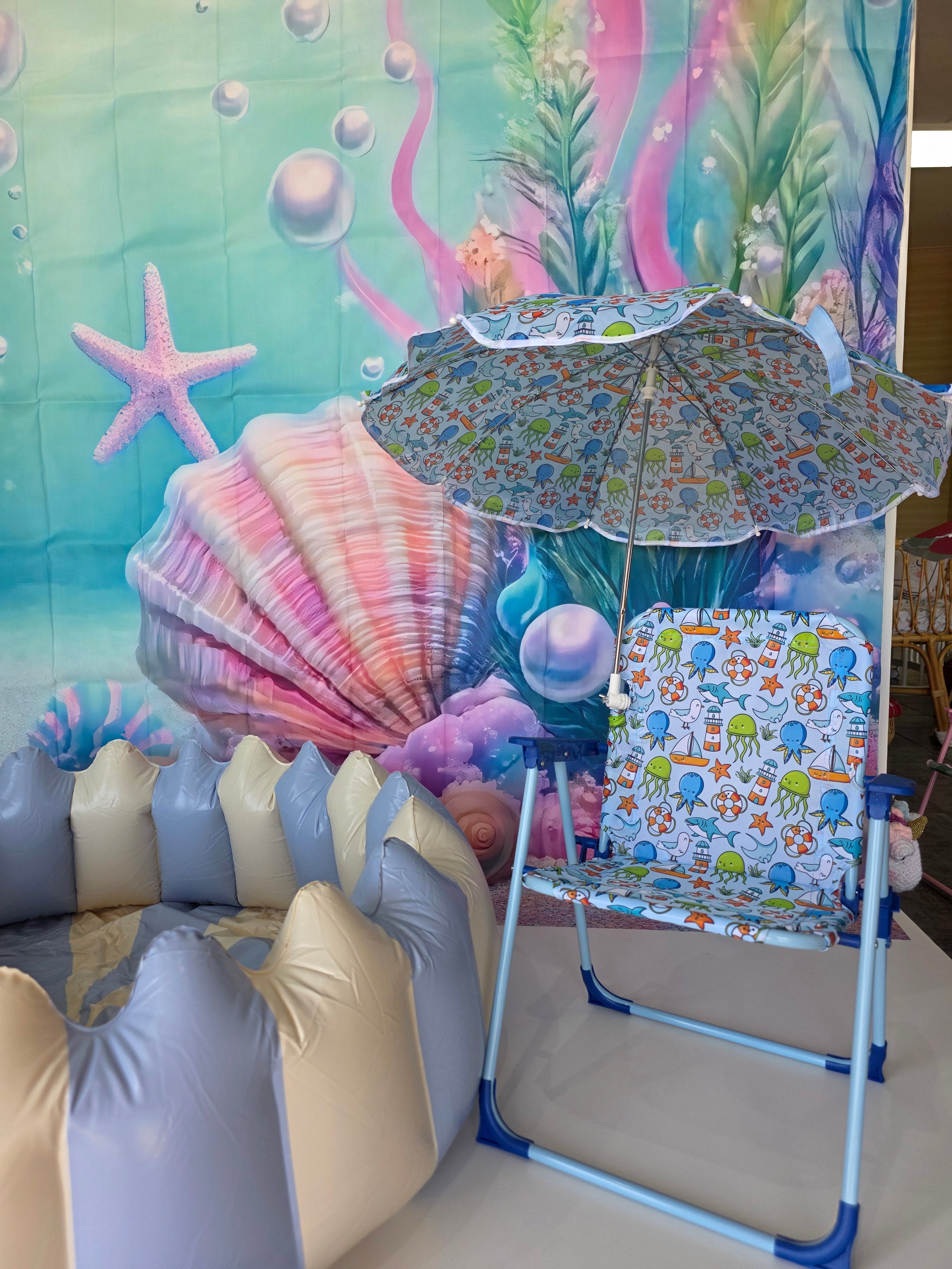 Blue Chair + Umbrella
