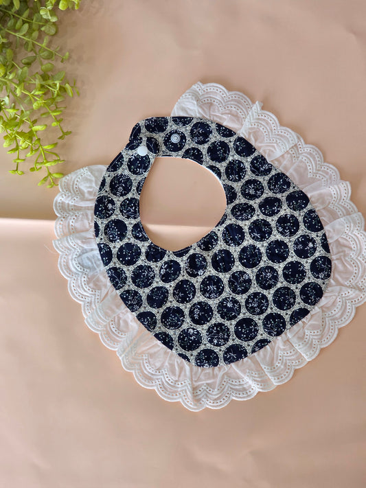 Navy Blossom Floral Bib