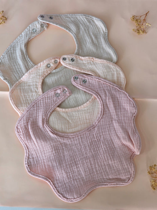 Cream & Blush Muslin Bib