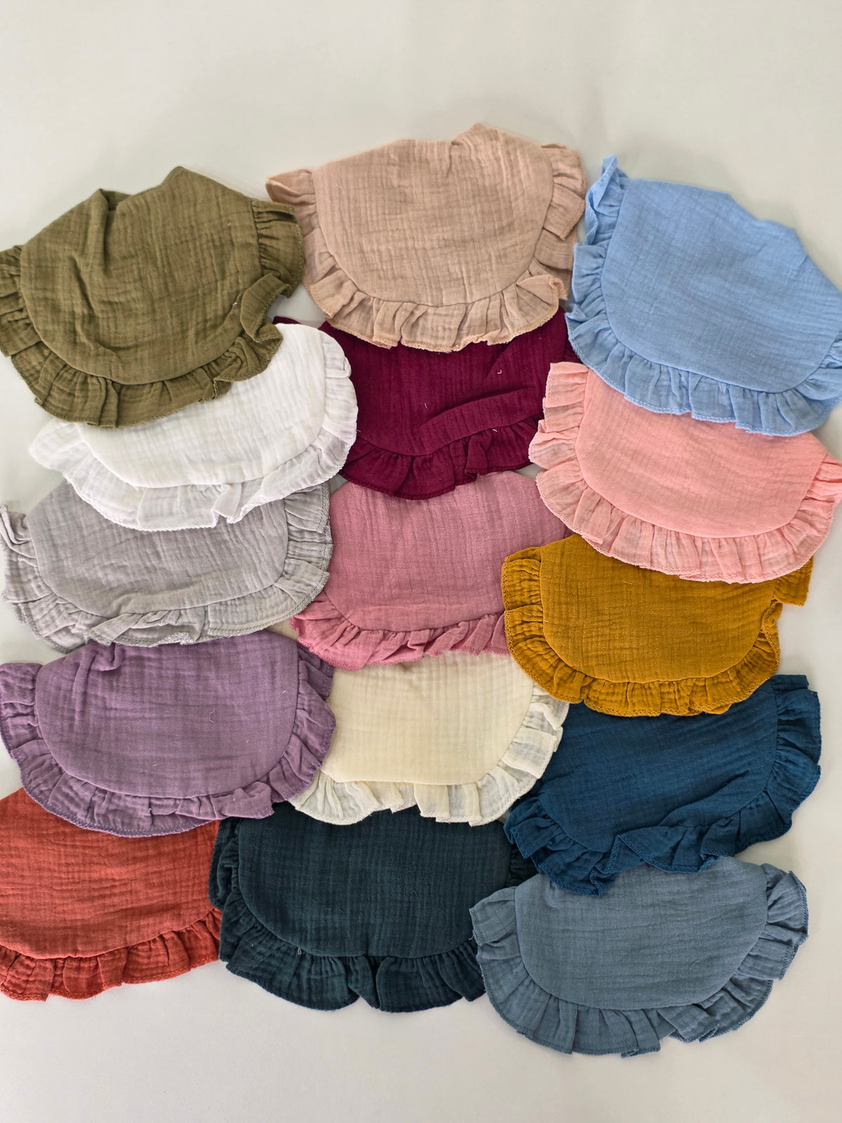 Custom Embroidered Muslin Ruffle Bib
