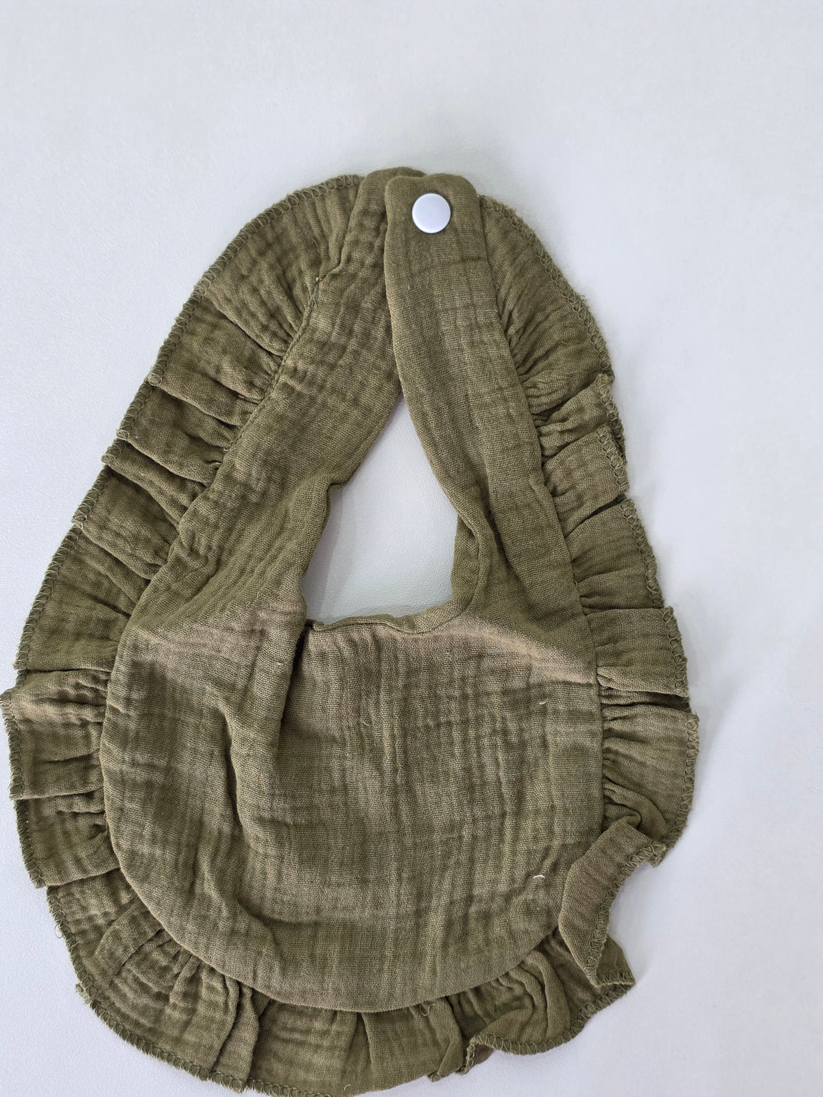 Custom Embroidered Muslin Ruffle Bib