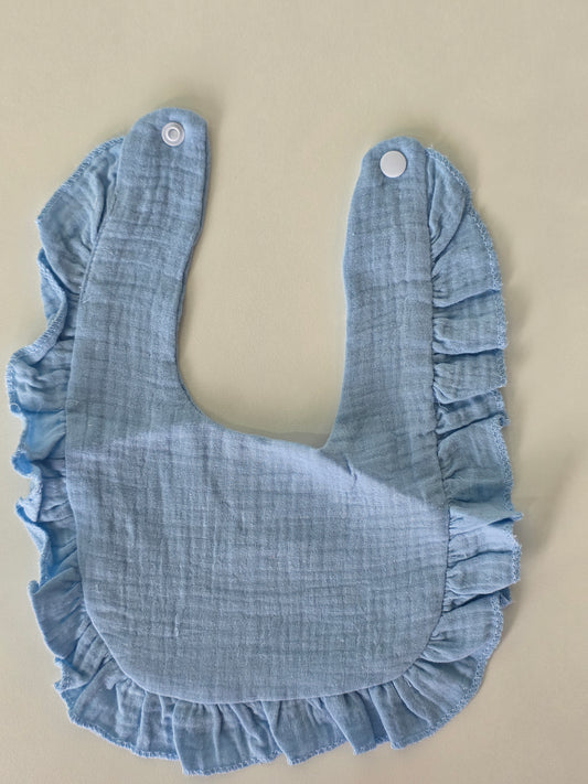 Custom Embroidered Muslin Ruffle Bib