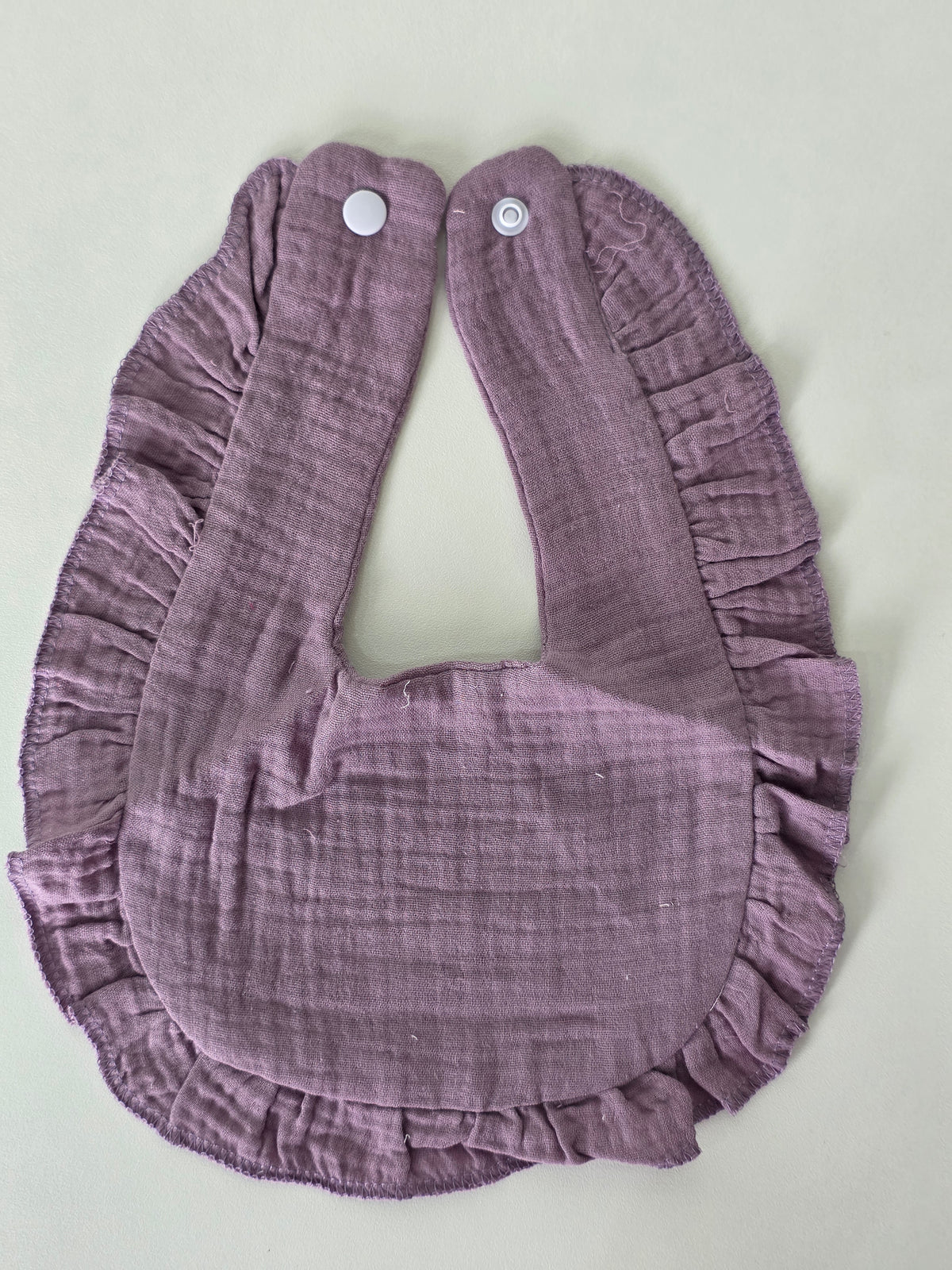 Custom Embroidered Muslin Ruffle Bib