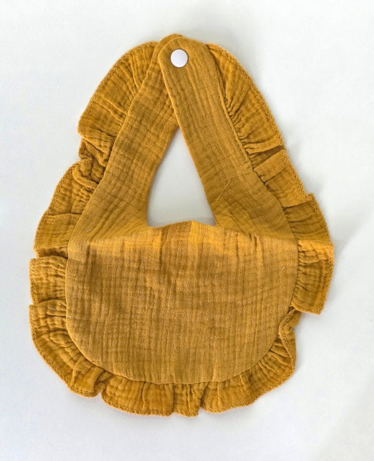 Custom Embroidered Muslin Ruffle Bib
