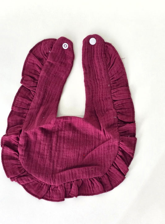Custom Embroidered Muslin Ruffle Bib