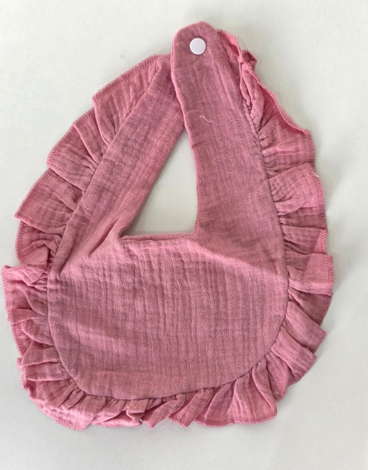 Custom Embroidered Muslin Ruffle Bib