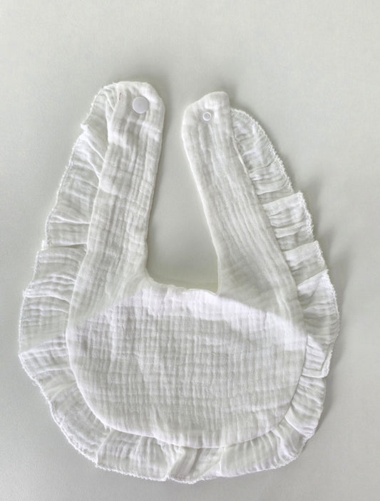 Custom Embroidered Muslin Ruffle Bib