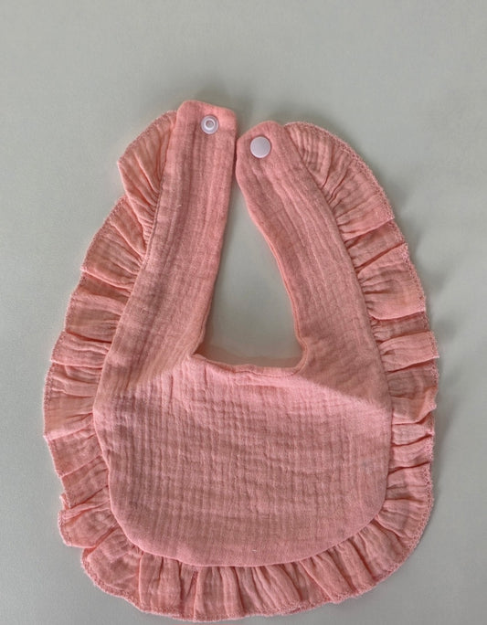 Custom Embroidered Muslin Ruffle Bib