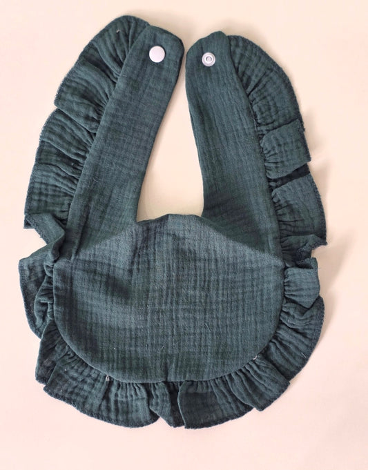 Custom Embroidered Muslin Ruffle Bib