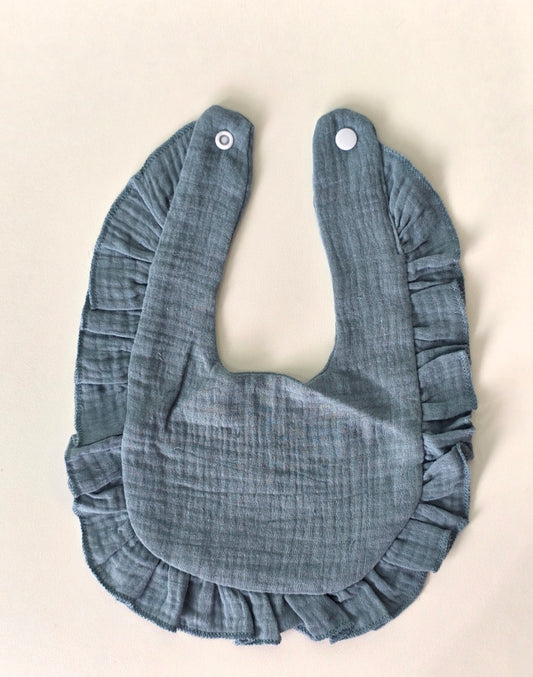 Custom Embroidered Muslin Ruffle Bib