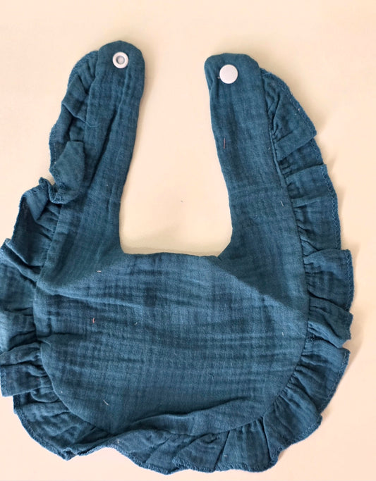 Custom Embroidered Muslin Ruffle Bib